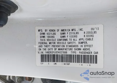 2014 Honda Accord Sport from USA, damaged, VIN 1HGCR2F56EA027689
